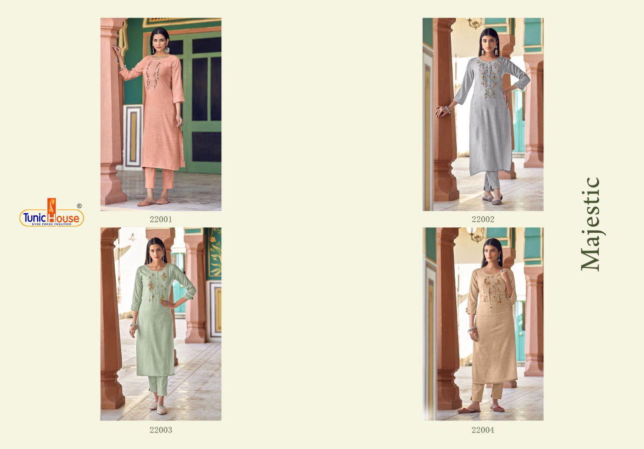Tunic House Majestic Embroidery New Exclusive Wear Designer Kurti Collection